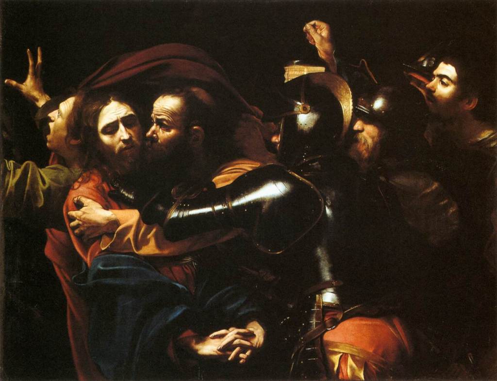 The Taking of Christ (c.1602) by Michelangelo Merisi da Caravaggio, oil on canvas, National Gallery, Dublin